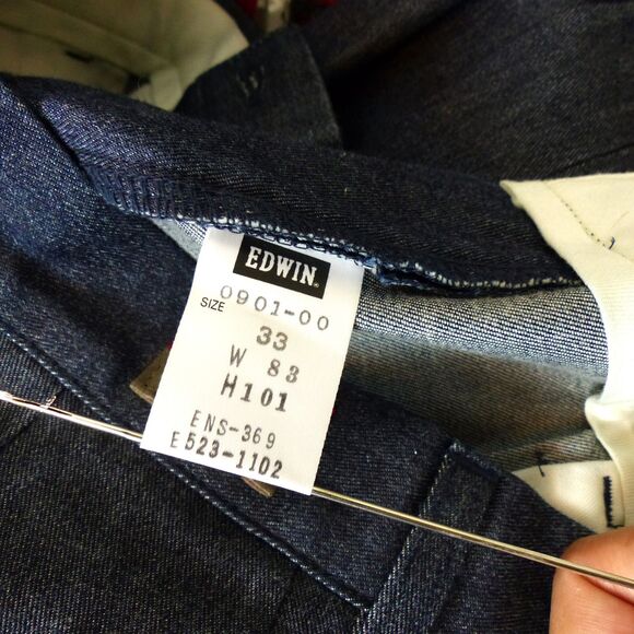 Edwin Jeans Men 33 (30X31) Blue Wide Leg Relaxed Pleated Chino Trouser Y2K Japan - Picture 8 of 13